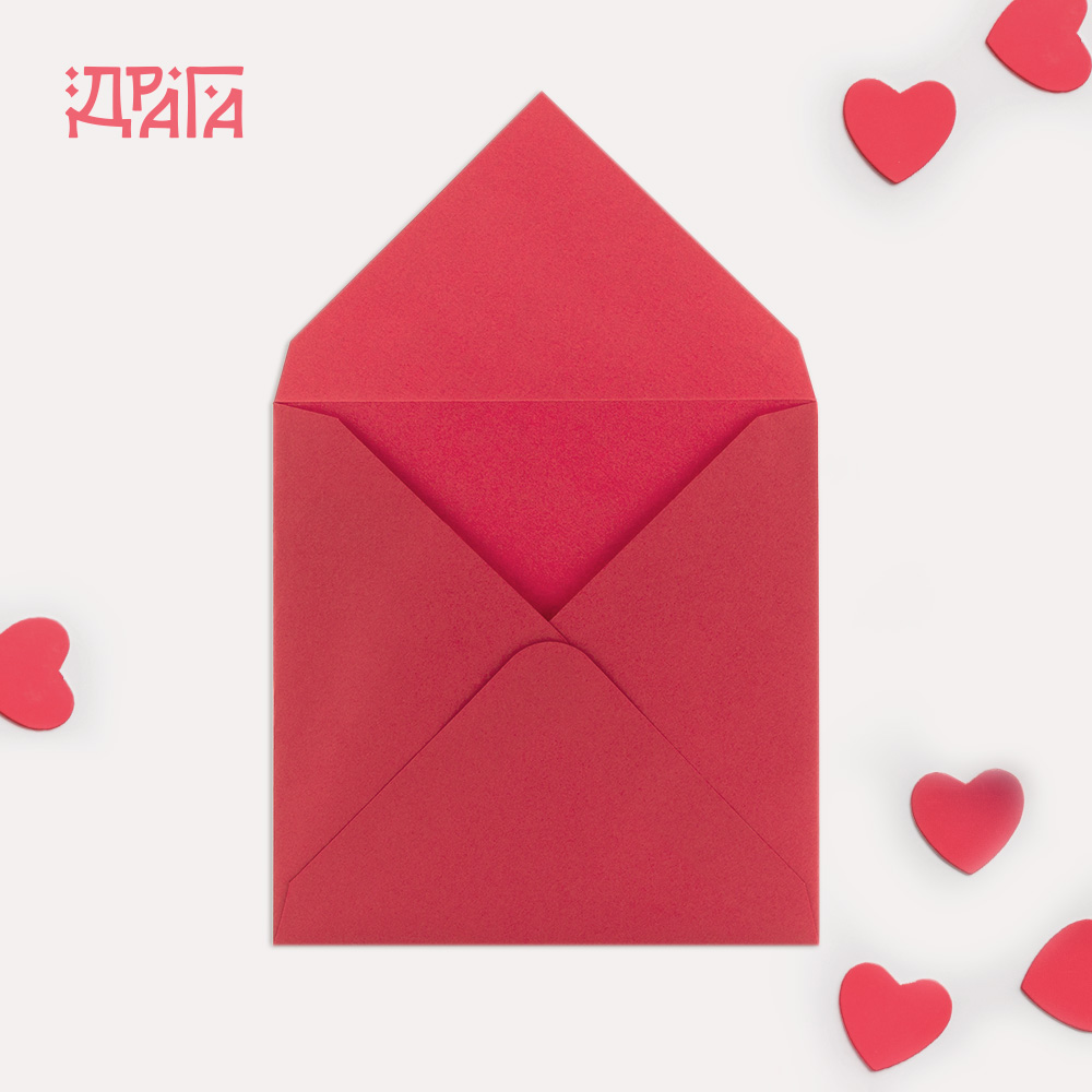 Квадратен плик за писмо - червен 67